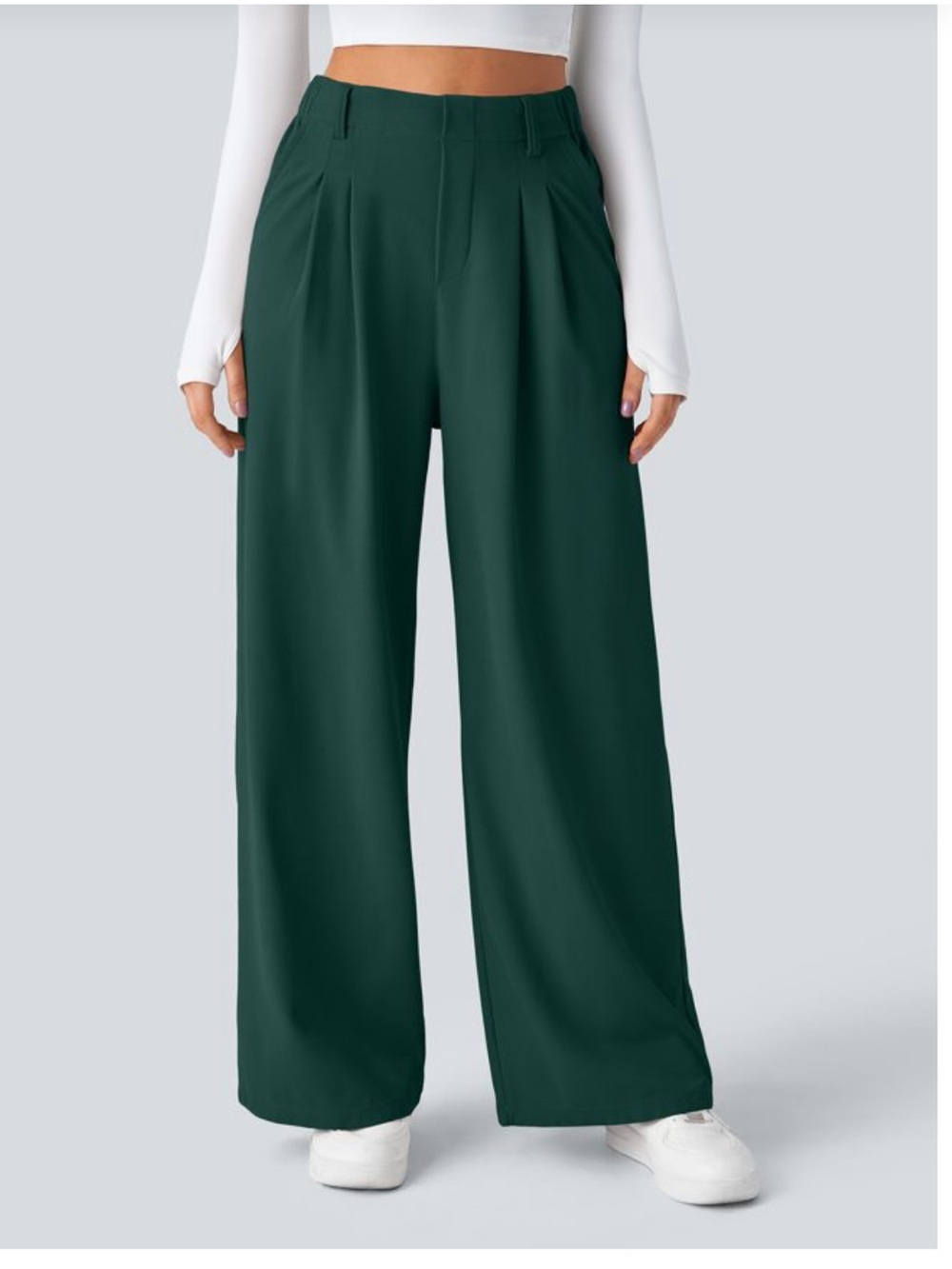 Tall Halara High Waisted Pocket Wide Leg Waffle Work Pants